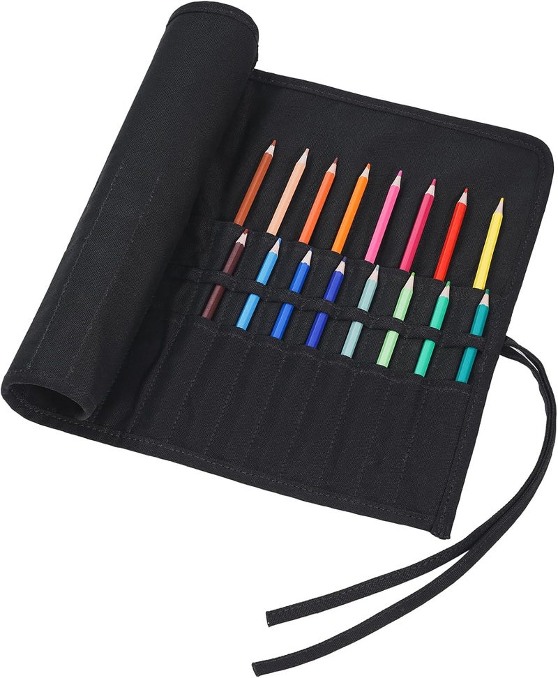 ECHSRT Paint Brush Holder Roll Up Case Storage for Artist Acrylic Oil Watercolor, Holders and Organizers 30 Slots，Black - Image 2